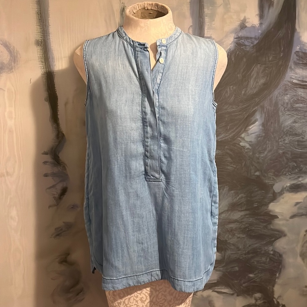 J. Crew Light Blue Denim-Look Sleeveless Tank
